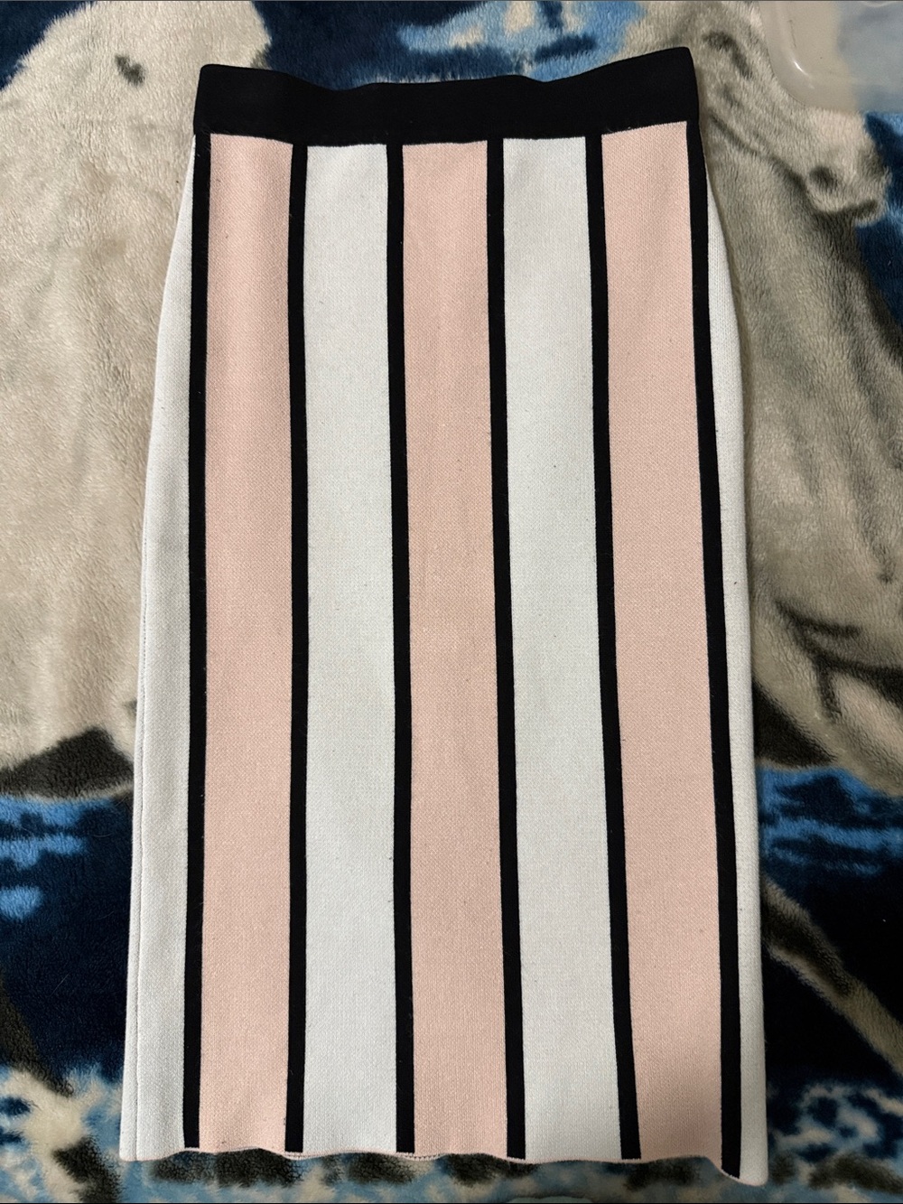 Gianni Bini Pink, White & Black Vertical-Stripe Pencil Skirt